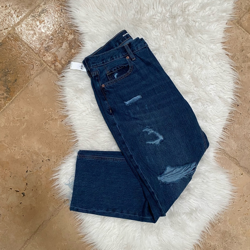 Old Navy Slouchy Straight High-Rise Distressed Jeans - Size 10 NWT
